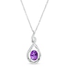 Thumbnail Image 0 of Oval Amethyst and White Lab-Created Sapphire Twist Pendant in Sterling Silver