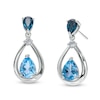 Thumbnail Image 0 of Pear-Shaped Swiss and London Blue Topaz with White Lab-Created Sapphire Drop Earrings in Sterling Silver