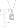 Emerald-Cut White Lab-Created Sapphire Frame Split Drop Pendant in Sterling Silver