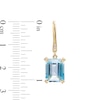 Thumbnail Image 1 of Emerald-Cut Sky Blue Topaz and 0.065 CT. T.W. Diamond Drop Earrings in 10K Gold