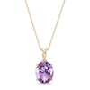 Thumbnail Image 0 of Oval Amethyst and Diamond Accent Twist Bail Pendant in 10K Gold