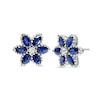 Thumbnail Image 0 of Marquise Blue and White Lab-Created Sapphire Flower Stud Earrings in Sterling Silver