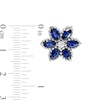 Thumbnail Image 1 of Marquise Blue and White Lab-Created Sapphire Flower Stud Earrings in Sterling Silver