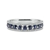 Blue Sapphire and 0.086 CT. T.W. Diamond Triple Row Nine Stone Band in 10K White Gold - Size 7