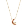 Orange Sapphire and Diamond Accent Crescent Moon and Star Pendant in 10K Gold – 16.5"