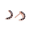 Thumbnail Image 0 of Blue Sapphire Six Stone Crescent Moon Stud Earrings in 10K Rose Gold