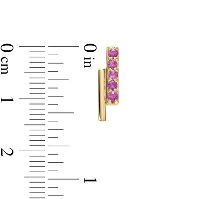 Pink Sapphire Double Bar Stud Earrings in 10K Gold