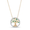 Thumbnail Image 0 of Lab-Created Emerald and White Lab-Created Sapphire Frame Tree of Life Pendant in 10K Gold