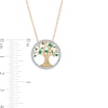 Thumbnail Image 2 of Lab-Created Emerald and White Lab-Created Sapphire Frame Tree of Life Pendant in 10K Gold