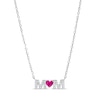 Thumbnail Image 0 of 4.0mm Heart-Shaped Lab-Created Ruby and White Lab-Created Sapphire "MOM" Necklace in 10K White Gold