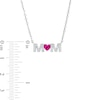 Thumbnail Image 2 of 4.0mm Heart-Shaped Lab-Created Ruby and White Lab-Created Sapphire "MOM" Necklace in 10K White Gold