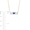 4.0mm Heart-Shaped Blue and White Lab-Created Sapphire "MOM" Necklace in 10K Gold