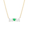 Thumbnail Image 0 of 4.0mm Heart-Shaped Lab-Created Emerald and White Lab-Created Sapphire "MOM" Necklace in 10K Gold