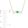 Thumbnail Image 2 of 4.0mm Heart-Shaped Lab-Created Emerald and White Lab-Created Sapphire "MOM" Necklace in 10K Gold