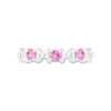 Thumbnail Image 4 of 3.0mm Pink and White Lab-Created Sapphire Alternating "MOM" Triple Row Band in Sterling Silver