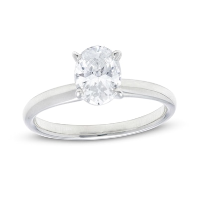 1.00 CT. Certified Oval Diamond Solitaire Engagement Ring in 14K White Gold (I/I2)