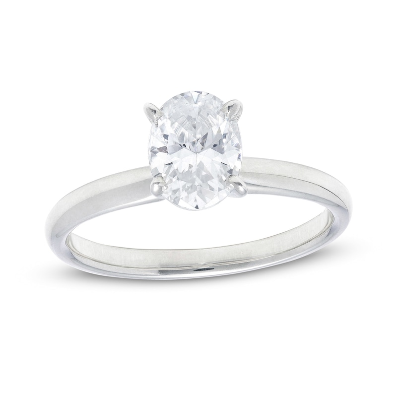 1.00 CT. Certified Oval Diamond Solitaire Engagement Ring in 14K White Gold (I/I2)|Peoples Jewellers