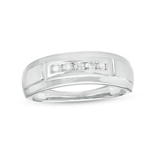 Men's 0.23 CT. T.W. Diamond Five Stone Wedding Band in 10K Gold