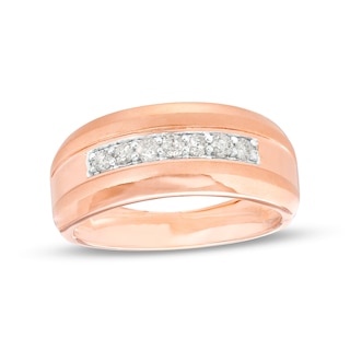 Men's 0.29 CT. T.W. Diamond Seven Stone Wedding Band in 10K Rose Gold