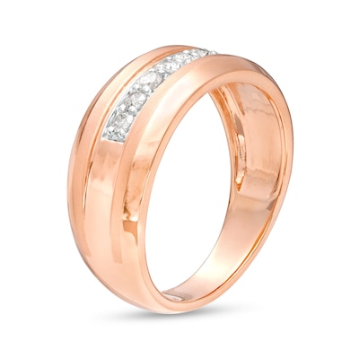 Men's 0.29 CT. T.W. Diamond Seven Stone Wedding Band in 10K Rose Gold