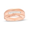 Thumbnail Image 0 of Men's 0.29 CT. T.W. Square-Cut Diamond Seven Stone Wedding Band in 10K Rose Gold