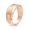 Thumbnail Image 2 of Men's 0.29 CT. T.W. Square-Cut Diamond Seven Stone Wedding Band in 10K Rose Gold