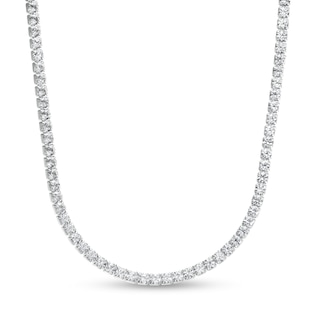 3.0mm White Lab-Created Sapphire Line Necklace in Sterling Silver