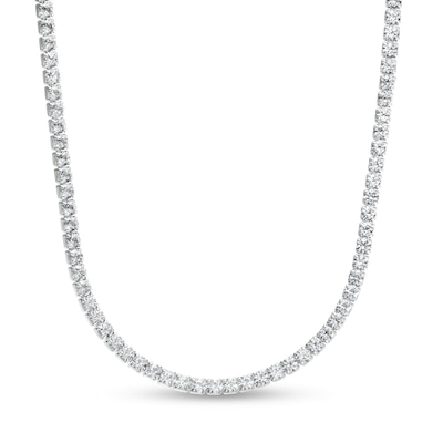 3.0mm White Lab-Created Sapphire Line Necklace in Sterling Silver