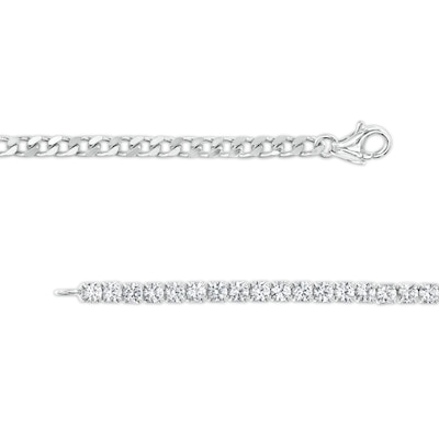 3.0mm White Lab-Created Sapphire Line Necklace in Sterling Silver