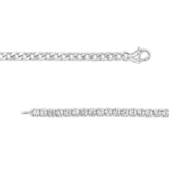 3.0mm White Lab-Created Sapphire Line Necklace in Sterling Silver