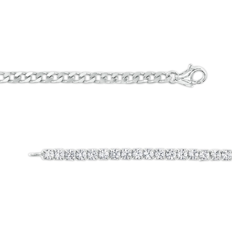 3.0mm White Lab-Created Sapphire Line Necklace in Sterling Silver