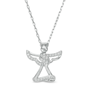 Diamond Accent Wrap Angel Pendant in Sterling Silver