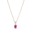 Thumbnail Image 1 of Oval Certified Ruby and Diamond Accent Split Bail Pendant in 10K Rose Gold