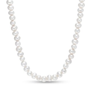 5.0-5.5mm Freshwater Cultured Pearl Line Necklace in 10K Gold