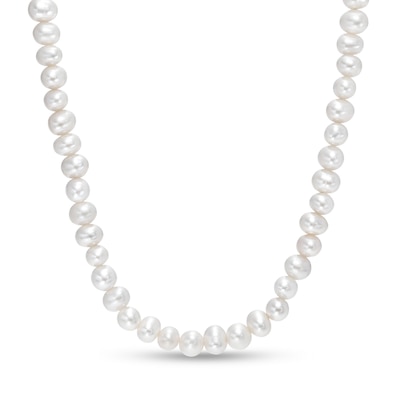 5.0-5.5mm Freshwater Cultured Pearl Line Necklace in 10K Gold