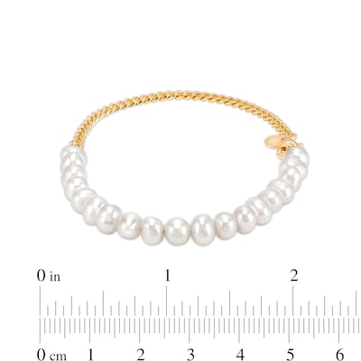 5.0-5.5mm Freshwater Cultured Pearl Line Bracelet in 10K Gold – 7.5"