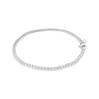 White Lab-Created Sapphire Line Bracelet in Sterling Silver – 7.5"