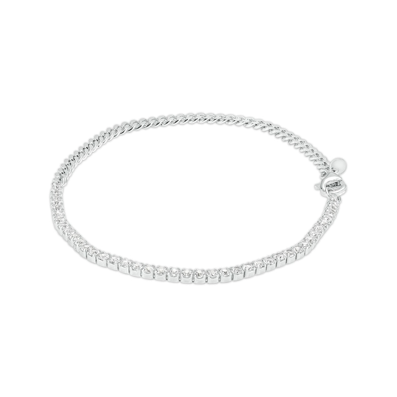White Lab-Created Sapphire Line Bracelet in Sterling Silver – 7.5 ...