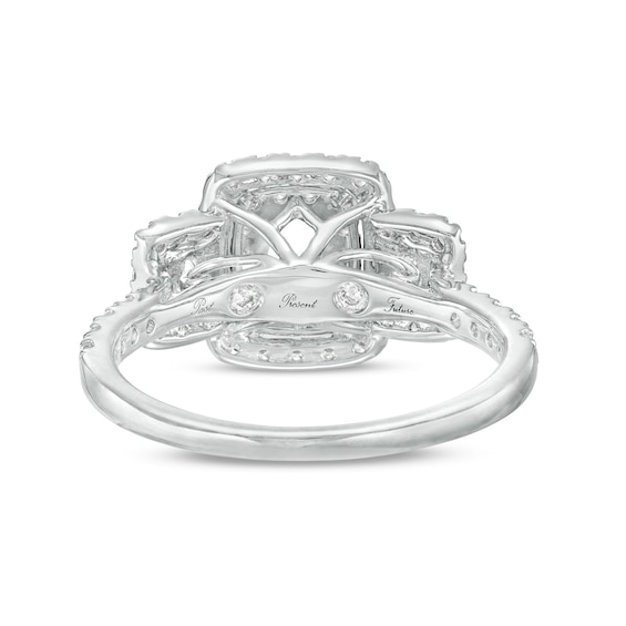 1.25 CT. T.W. Oval Diamond Past Present Future® Double Cushion-Shaped Frame Engagement Ring in 14K White Gold (I/SI2)