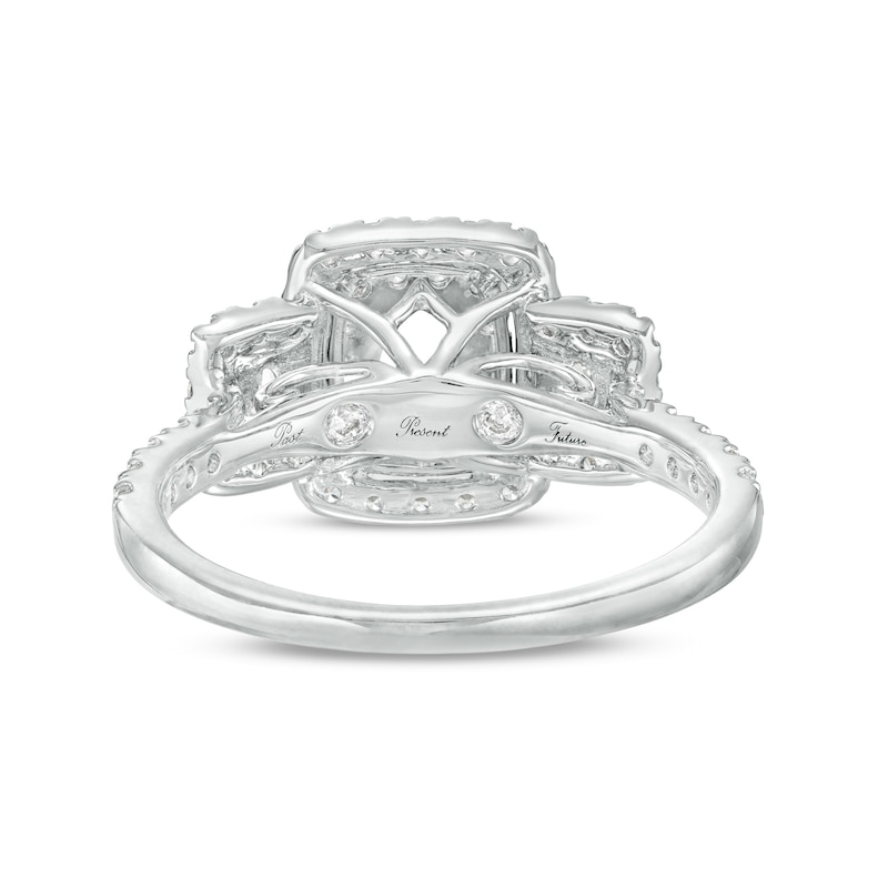 1.25 CT. T.W. Oval Diamond Past Present Future® Double Cushion-Shaped Frame Engagement Ring in 14K White Gold (I/SI2)|Peoples Jewellers