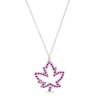 Thumbnail Image 0 of Lab-Created Ruby Maple Leaf Outline Pendant in 10K White Gold