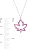 Thumbnail Image 2 of Lab-Created Ruby Maple Leaf Outline Pendant in 10K White Gold