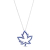 Thumbnail Image 0 of Blue Lab-Created Sapphire Maple Leaf Outline Pendant in 10K White Gold