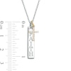 0.065 CT. T.W. Diamond Cross Charm and Linear FAITH Tag Pendant in Sterling Silver and 10K Gold