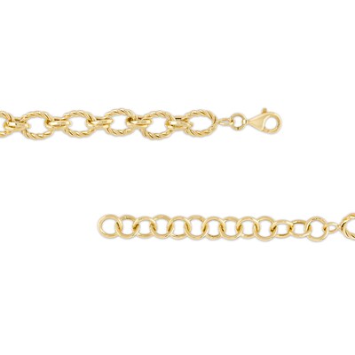 7.0mm Rope-Textured Link Chain Choker Necklace in 10K Gold – 16"