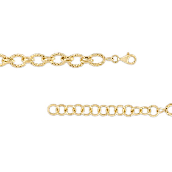 7.0mm Rope-Textured Link Chain Choker Necklace in 10K Gold – 16"