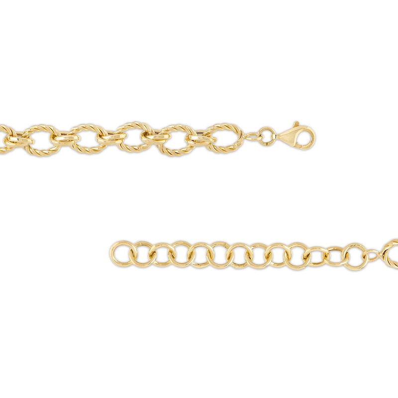 7.0mm Rope-Textured Link Chain Choker Necklace in 10K Gold – 16"