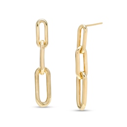 Graduated Paper Clip Chain Link Triple Drop Earrings in 10K Gold