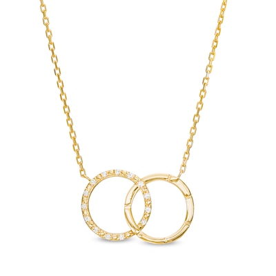 0.04 CT. T.W. Diamond Interlocking Circles Necklace in 10K Gold