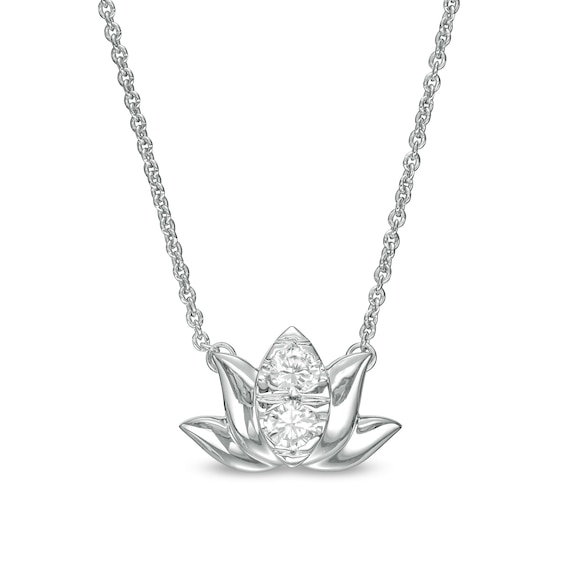 By Women for Women 0.15 CT. T.W. Multi-Diamond Lotus Flower Necklace in 10K Gold